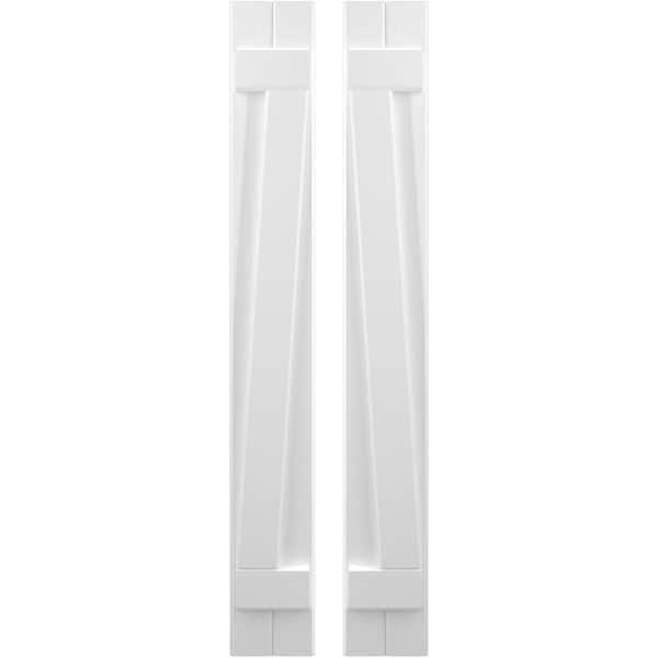 Ekena Millwork Americraft 2-Board (2 Batten) Wood Joined Board-n-Batten Shutters w/ Z-Bar, ARW102BB207X77WHH, PR ARW102BB207X77WHH - main